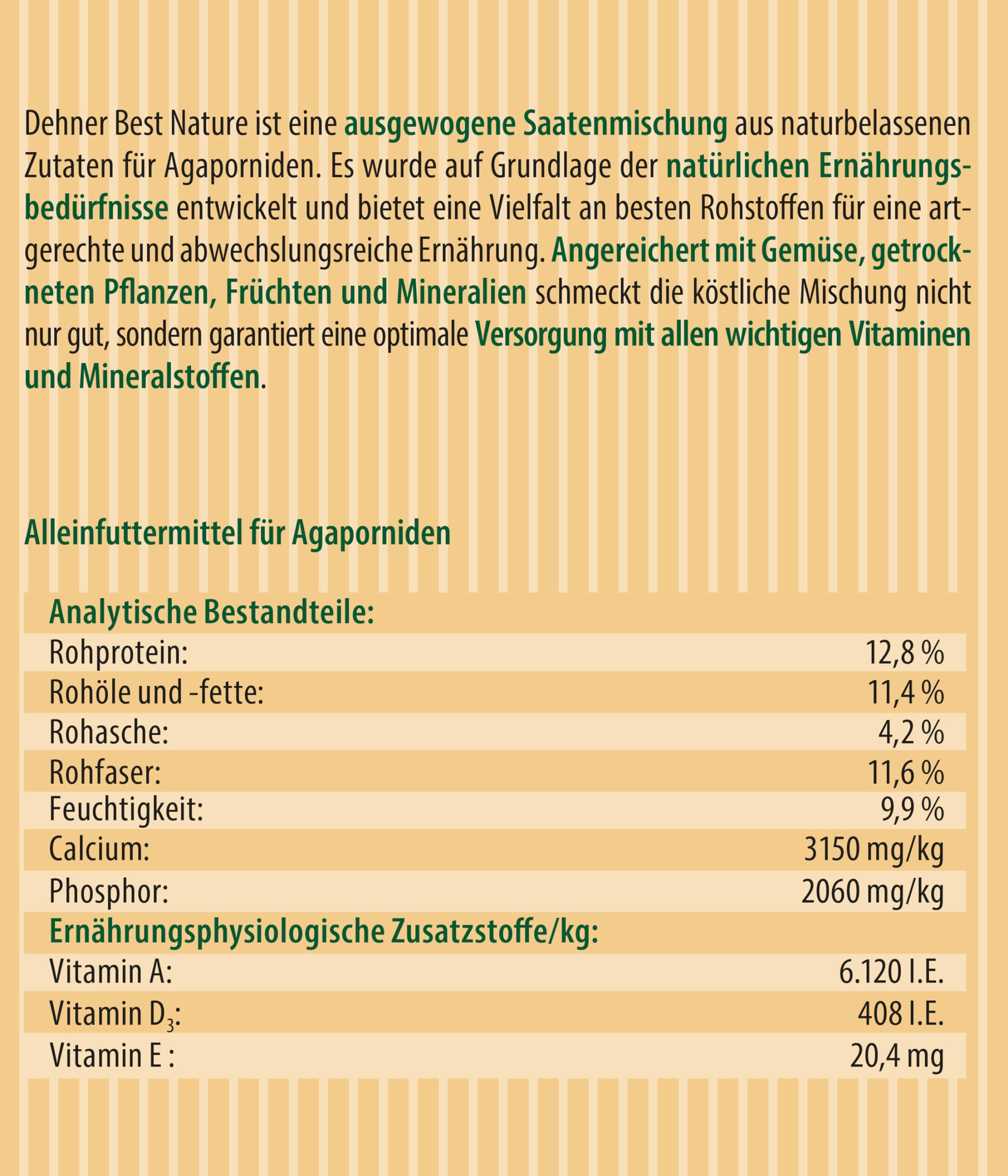 Dehner Best Nature Agapornidenfutter 2,5 kg Kolbenstücke