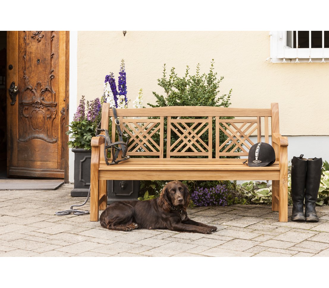 Dehner Korfu Gartenbank 3-Sitzer 150 cm Teak natur