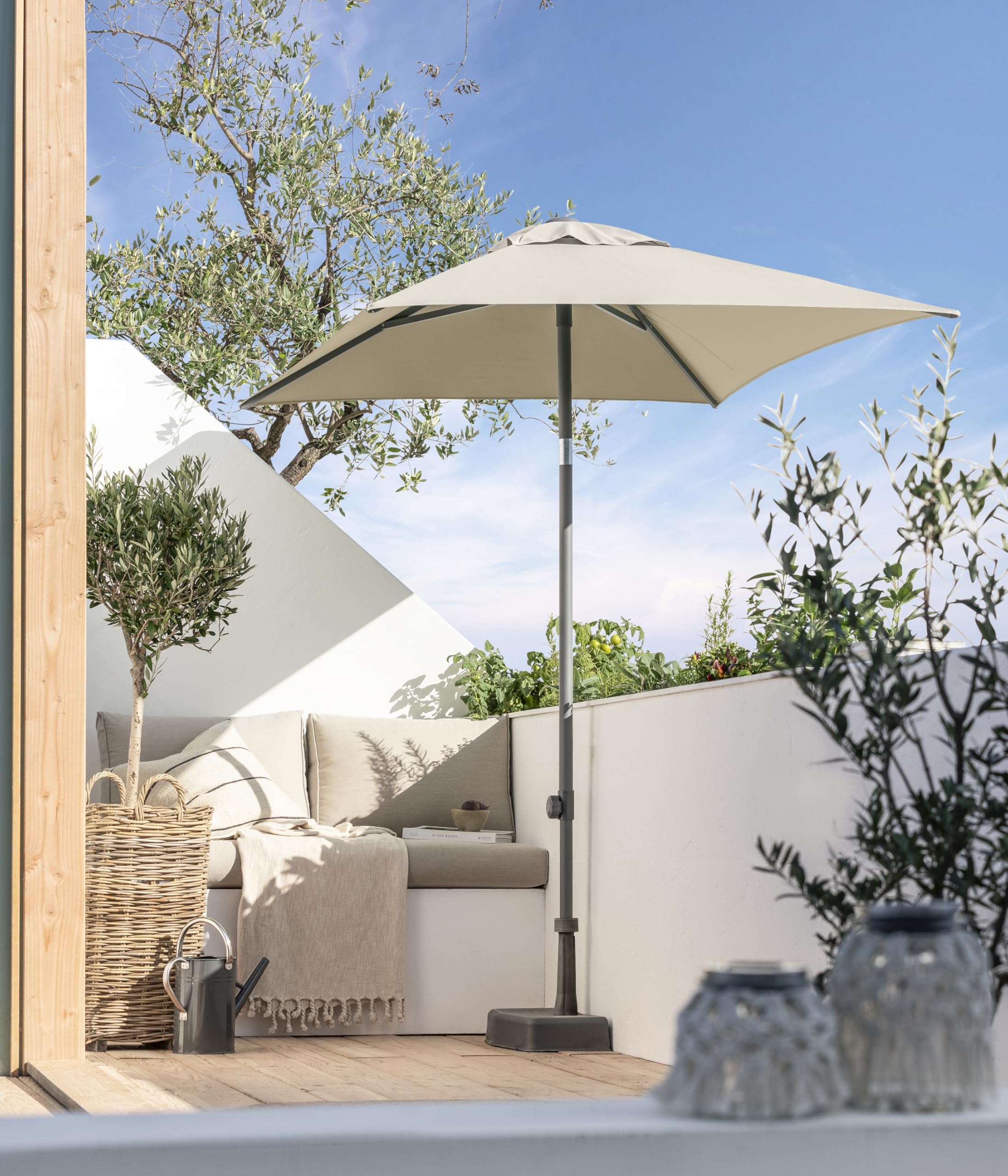 Dehner Premium Lovely Andros Sonnenschirm beige 210x150 cm UV80+