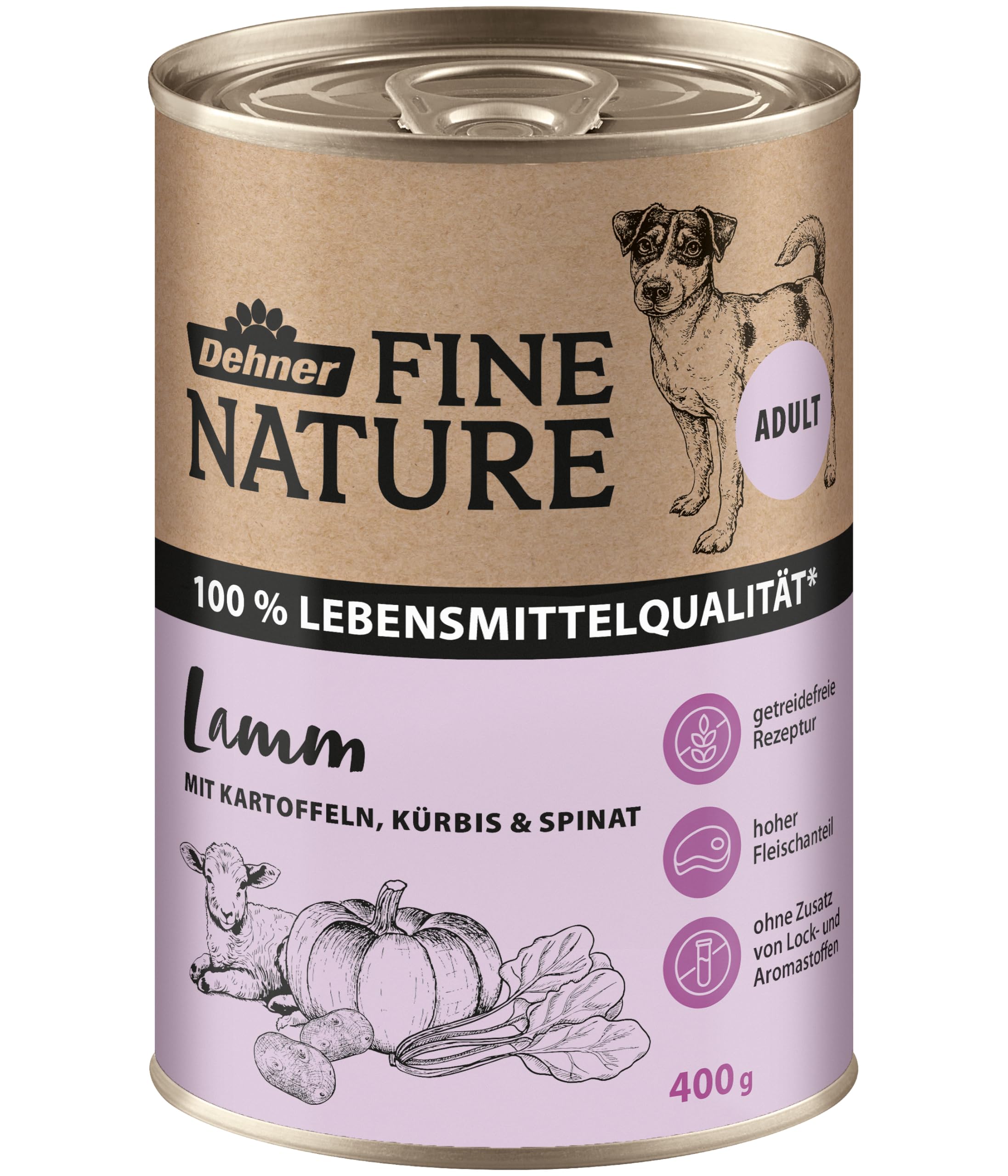 Dehner Fine Nature Lamm Hundefutter nass 6x400g getreidefrei