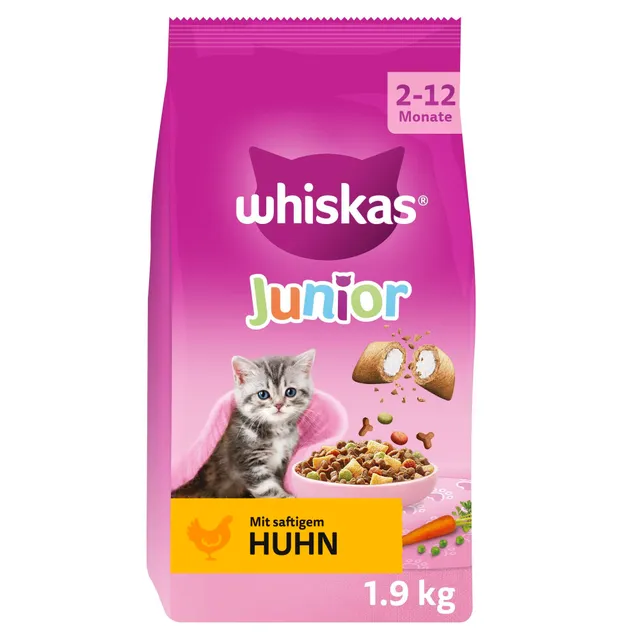 Whiskas Junior Trockenfutter Huhn 6x1,9kg für Kitten