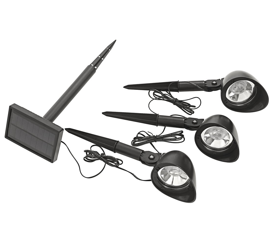 Dehner Solarspot LED-Spot 3er-Set schwarz Kunststoff
