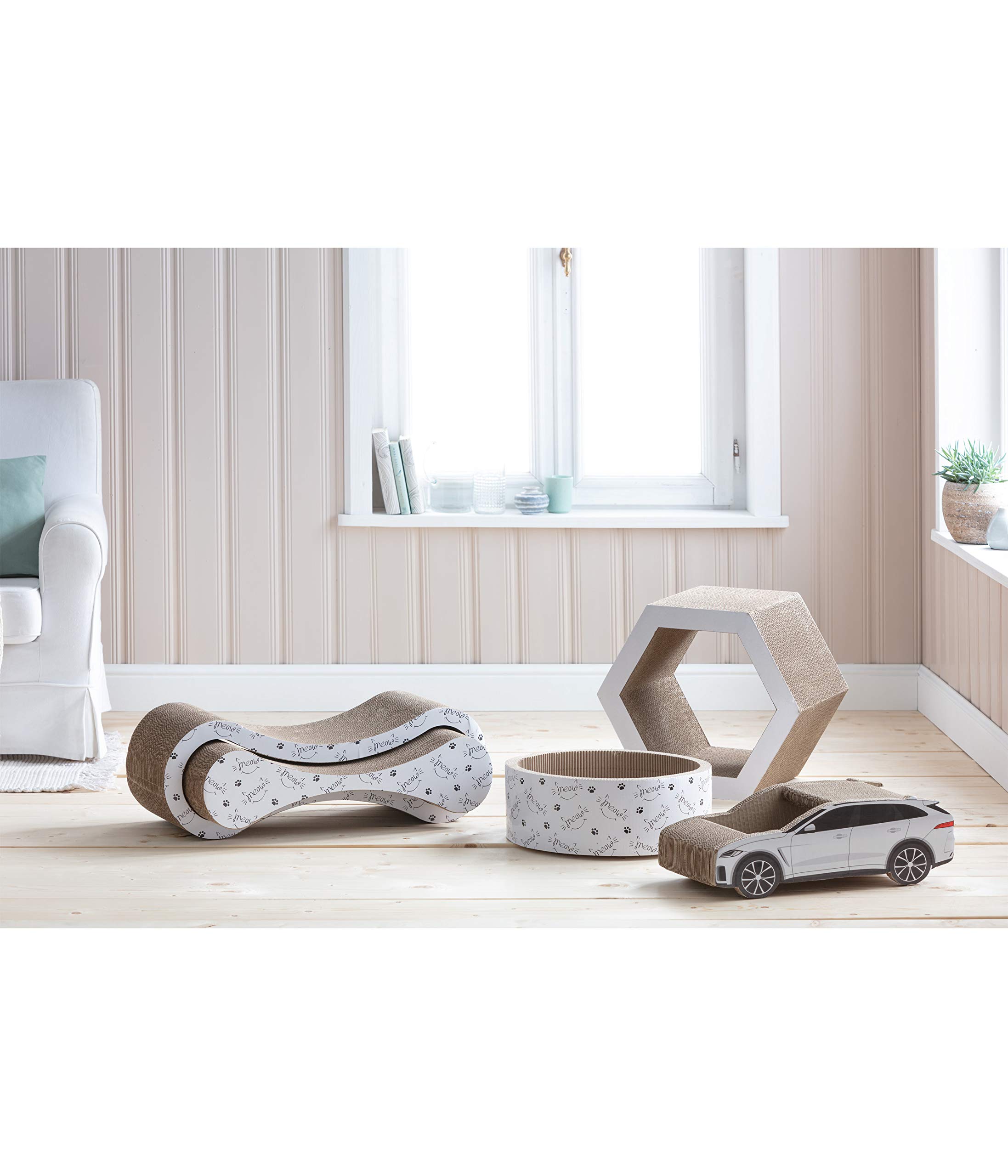 Dehner Lieblinge Scratch Circle Kratzpappe Ø 43 cm weiß