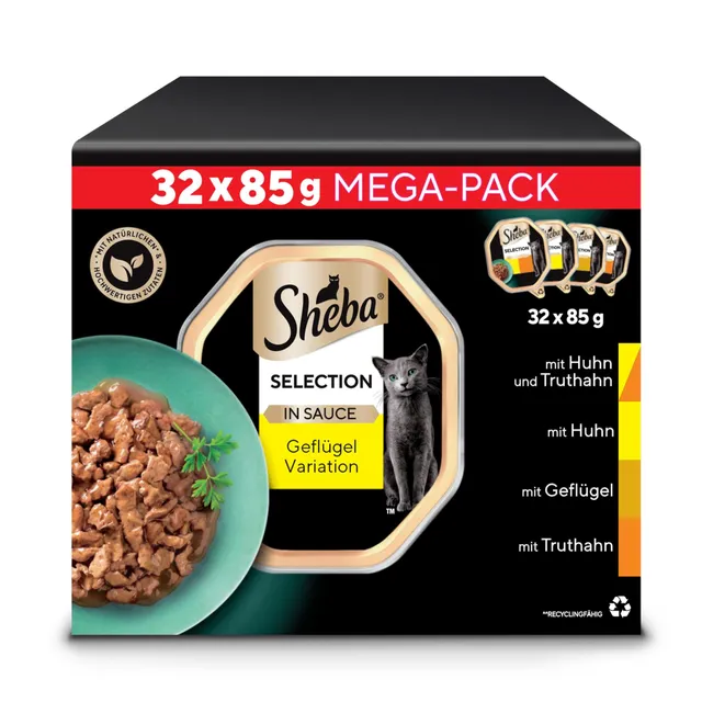 Sheba Selection Nassfutter Geflügel in Sauce Schale 32x85g