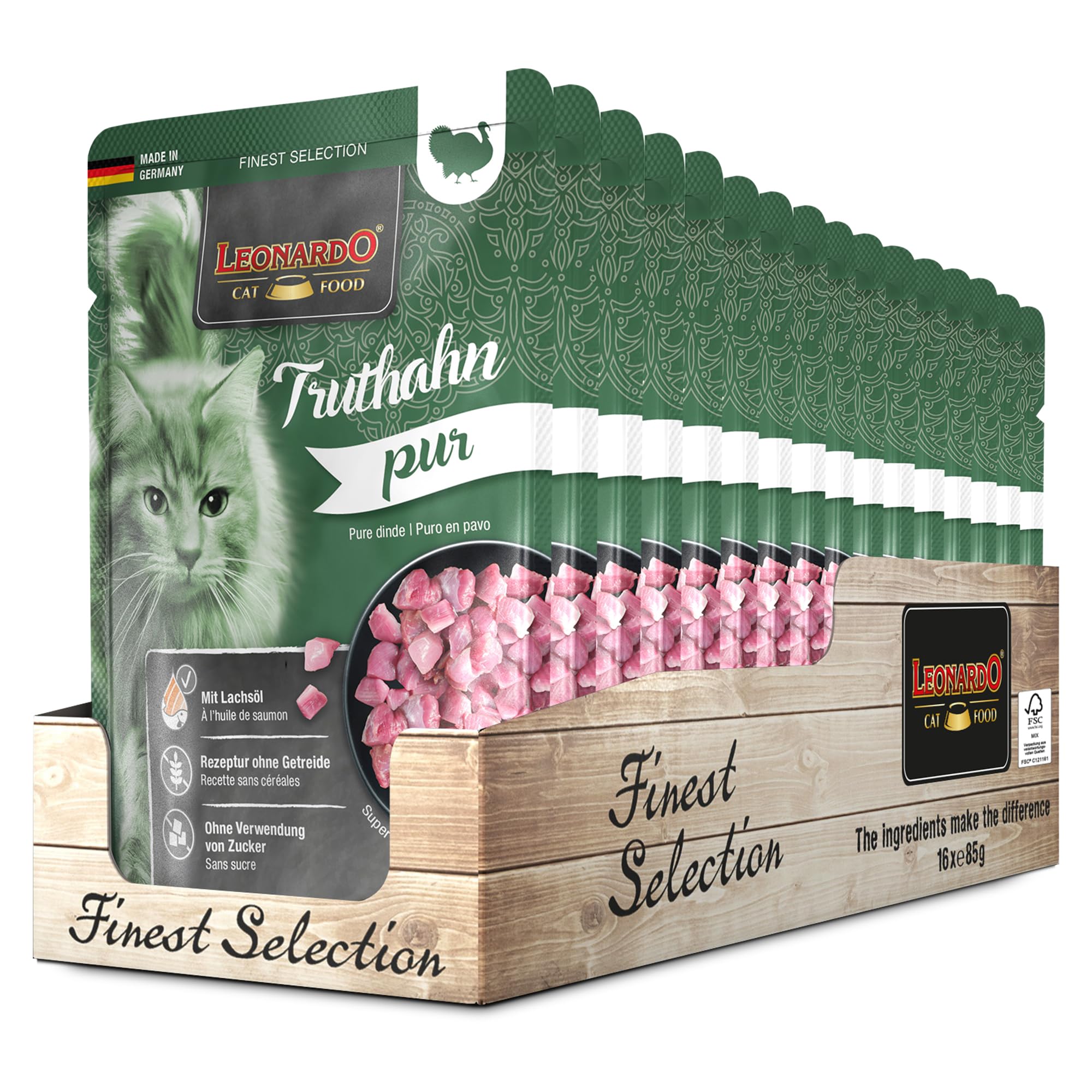 Leonardo Forelle Catnip Nassfutter 16x85g getreidefrei
