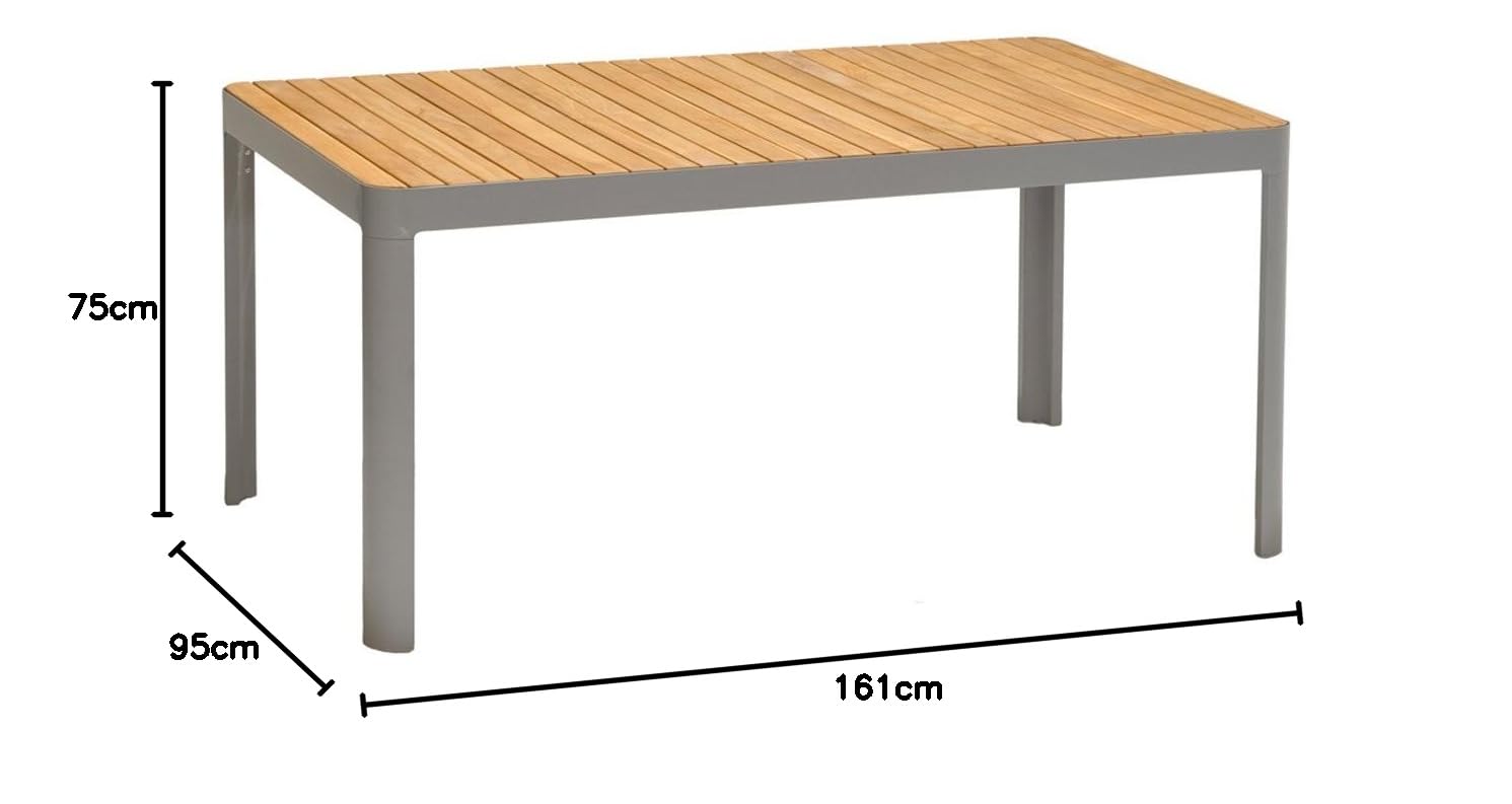 Dehner Bergen Gartentisch 161x95x75 Teak grau