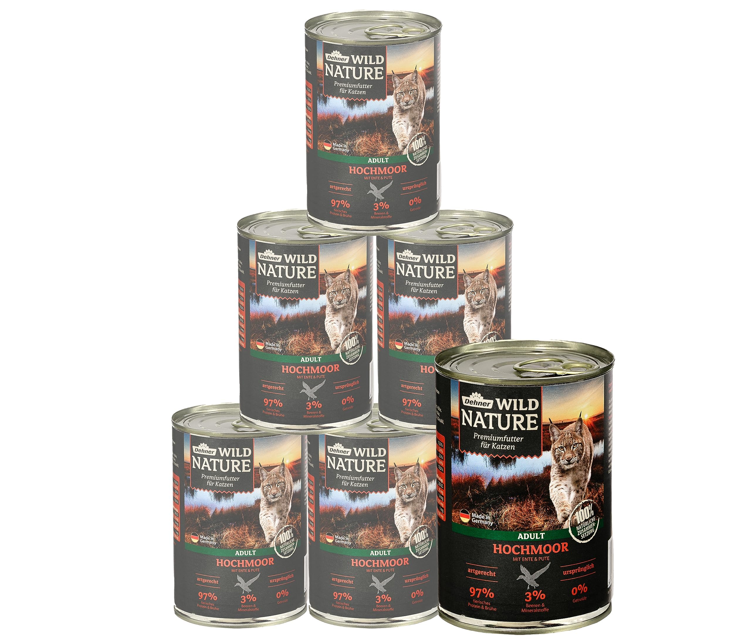 Dehner Premium Lovely Wild Nature Hochmoor Nassfutter 6x200g Ente