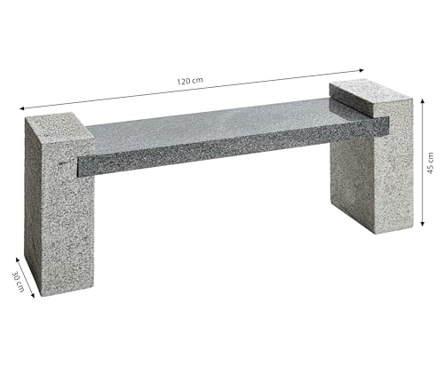 Dehner Granit Gartenbank 2-Sitzer 120 cm hellgrau