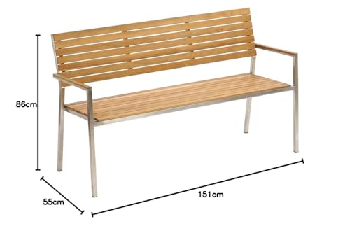 Dehner Antibes Gartenbank 3-Sitzer 151 cm Teak natur