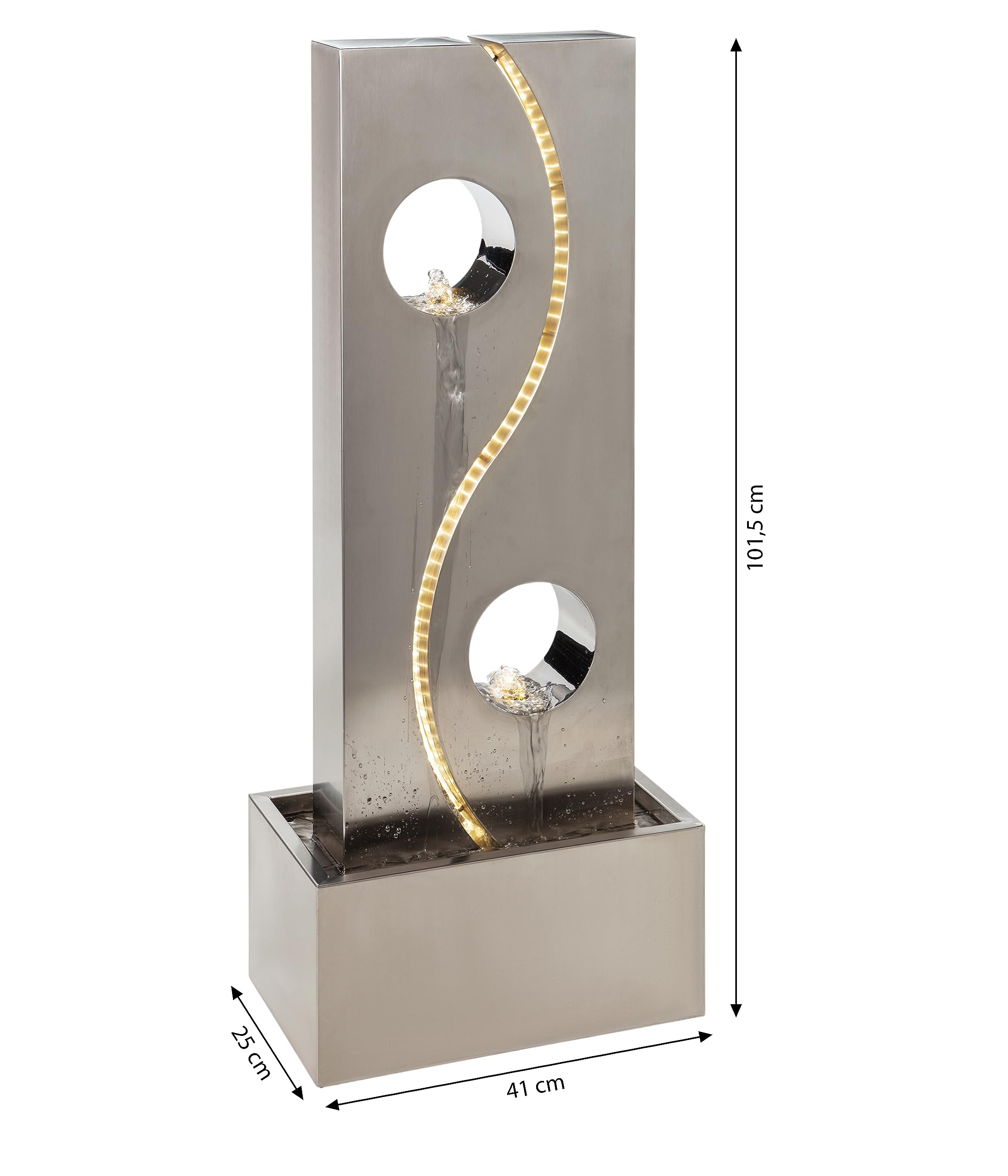 Dehner Shanghai Gartenbrunnen Edelstahl LED 101 cm grau