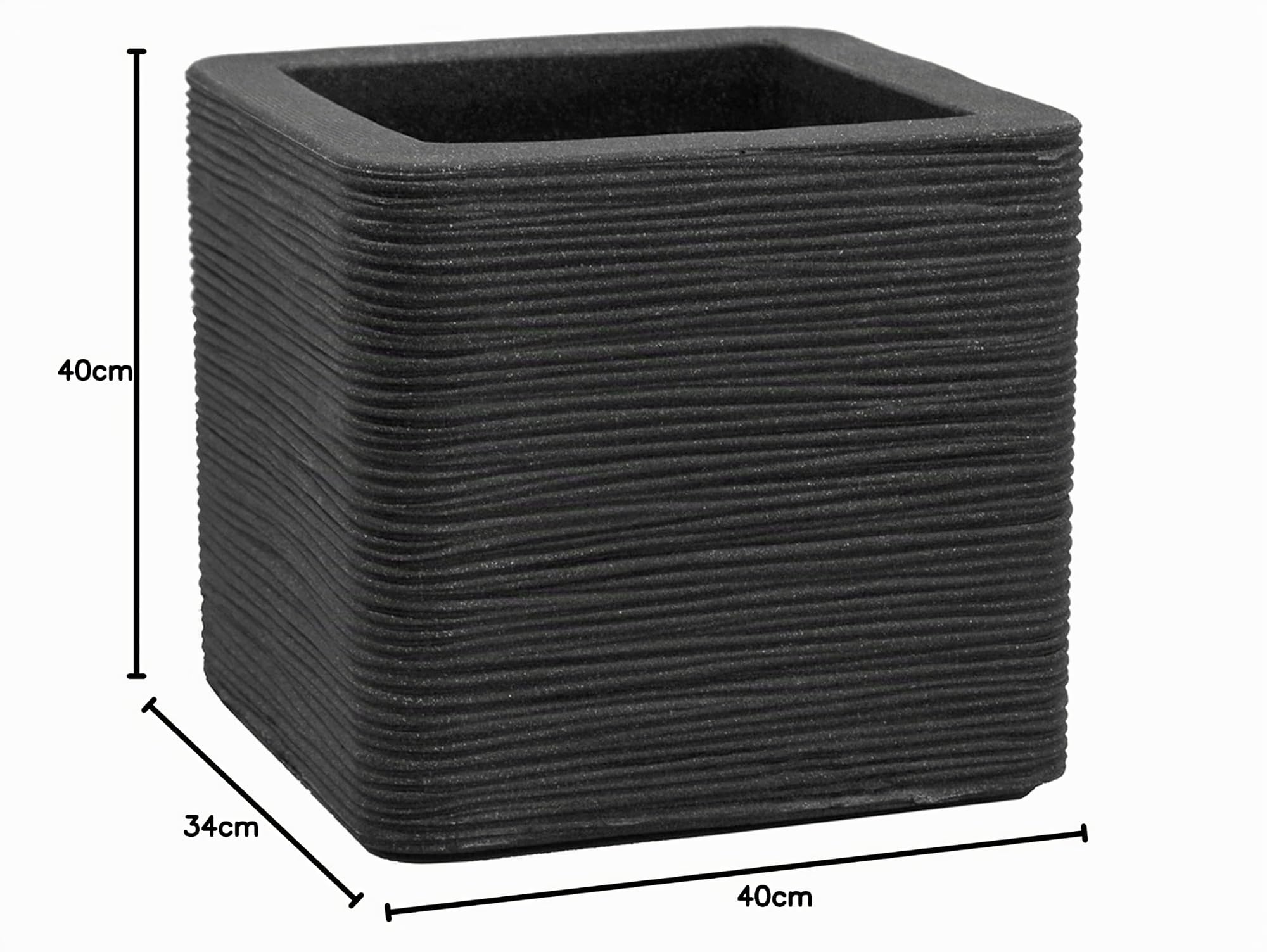 Dehner Rille Pflanztopf Kunststoff 40x40x34 cm anthrazit