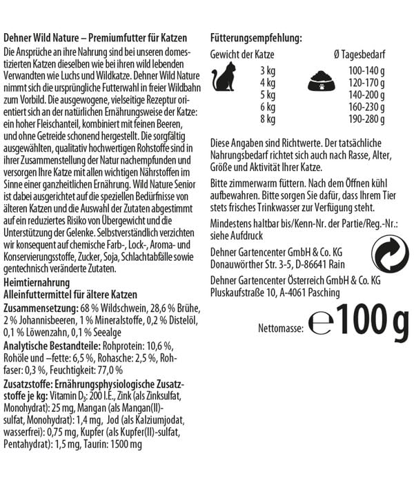 Dehner Wild Nature Unterholz Nassfutter Wildschwein 16x100 g