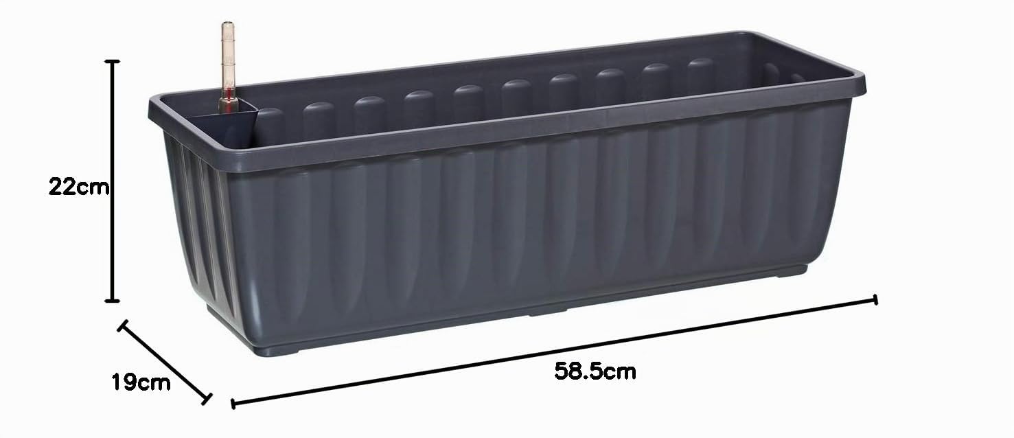 Dehner Aqua-Flor Plus Blumenkasten anthrazit 58,5 cm Bewässerung