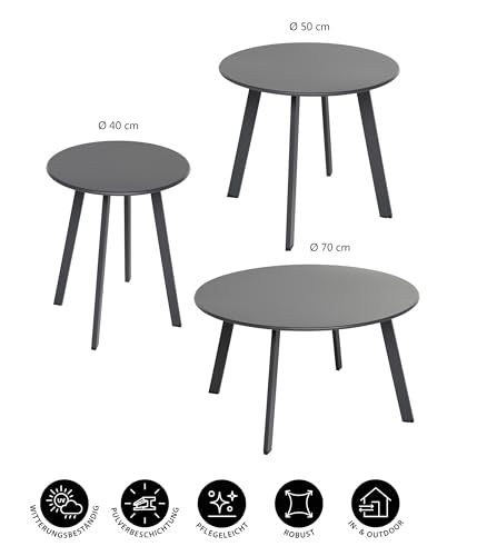 Dehner Lian Kaffeetisch Ø 40 cm grau Stahl 50 cm hoch