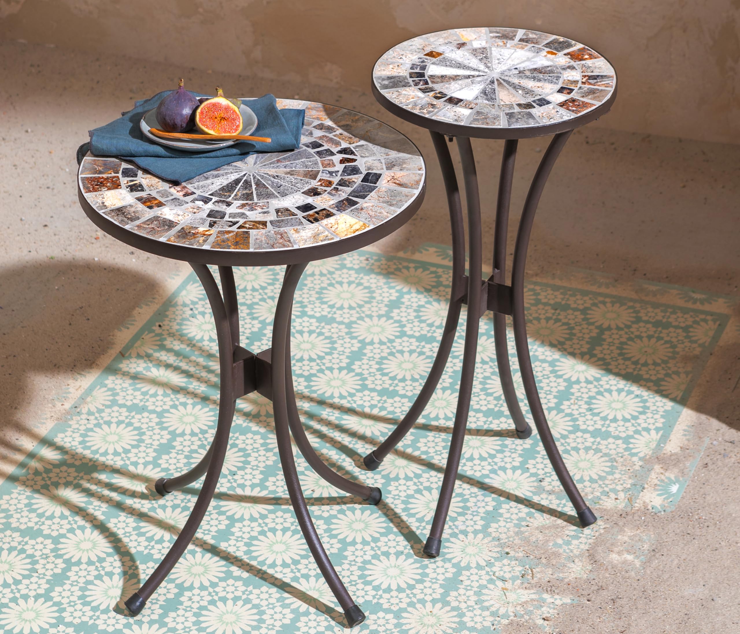 Dehner Blumenhocker Grazia 60cm Mosaik braun grau Eisen