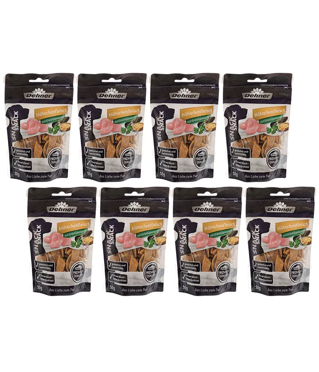 Dehner Premium Hähnchenstreifen Hundesnack 8x50 g glutenfrei