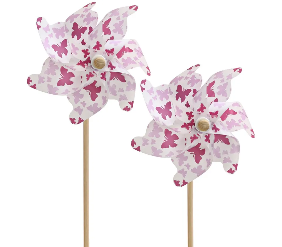 Dehner Premium Lovely Windrad Schmetterling 2er Set rosa-weiß 76 cm