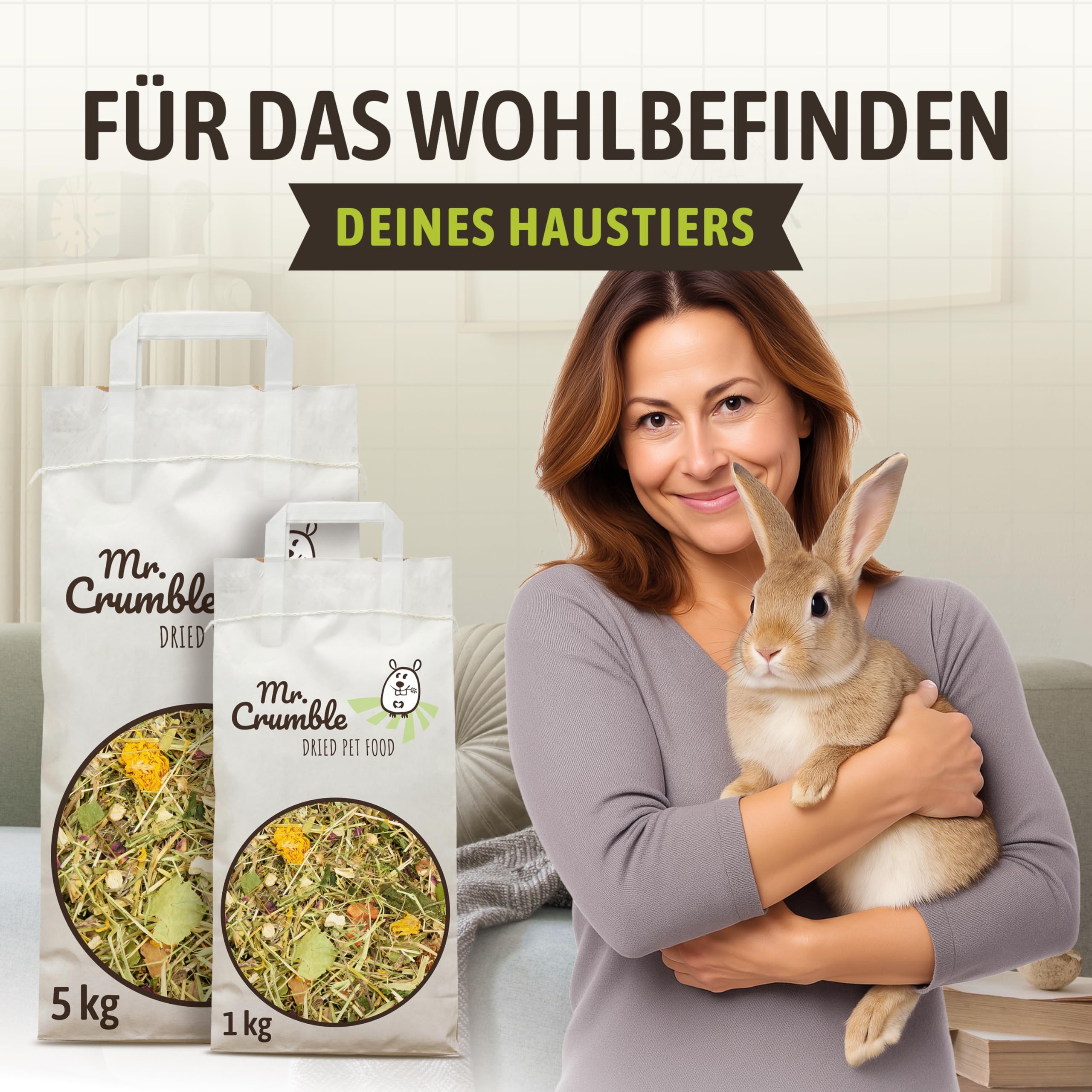 Mr. Crumble Hoppel Mix Kaninchenfutter 1 kg ohne Pellets rohfaserreich