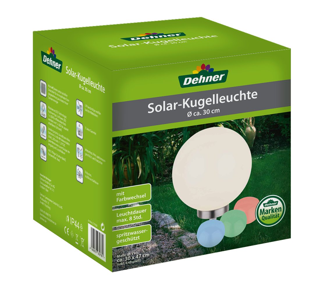 Dehner Solarleuchte Kugel weiß 30cm Farbwechsel