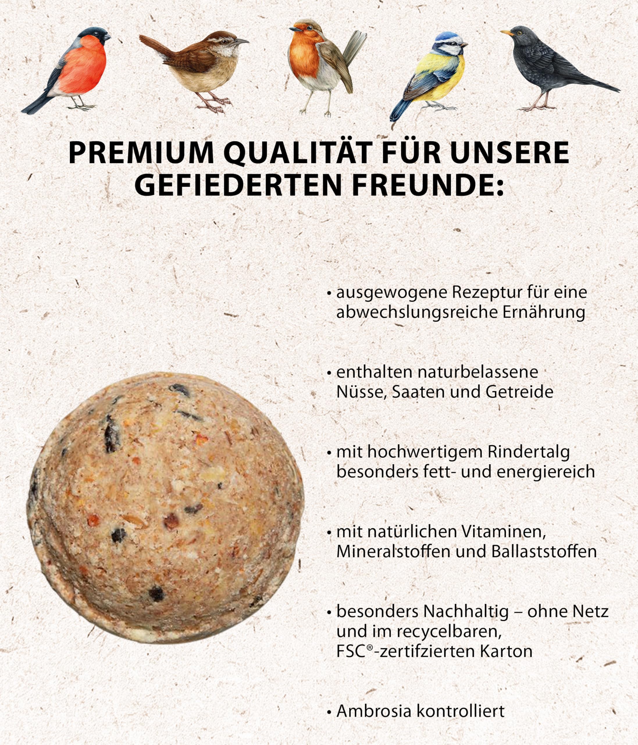 Dehner Natura Premium Meisenknödel ohne Netz 100x90g Karton