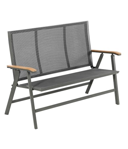 Dehner Colmar Klappbank 2-Sitzer grau 128 cm Teakholz