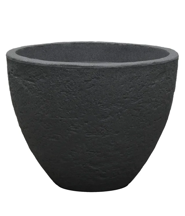 Dehner Stone Ø 40 cm Pflanztopf anthrazit Stein-Optik