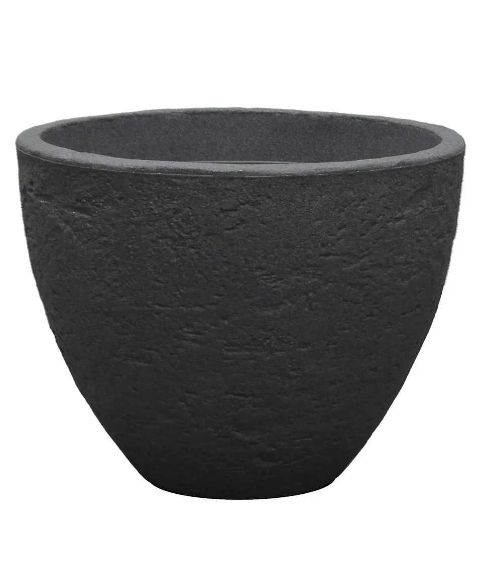 Dehner Stone Ø 40 cm Pflanztopf anthrazit Stein-Optik