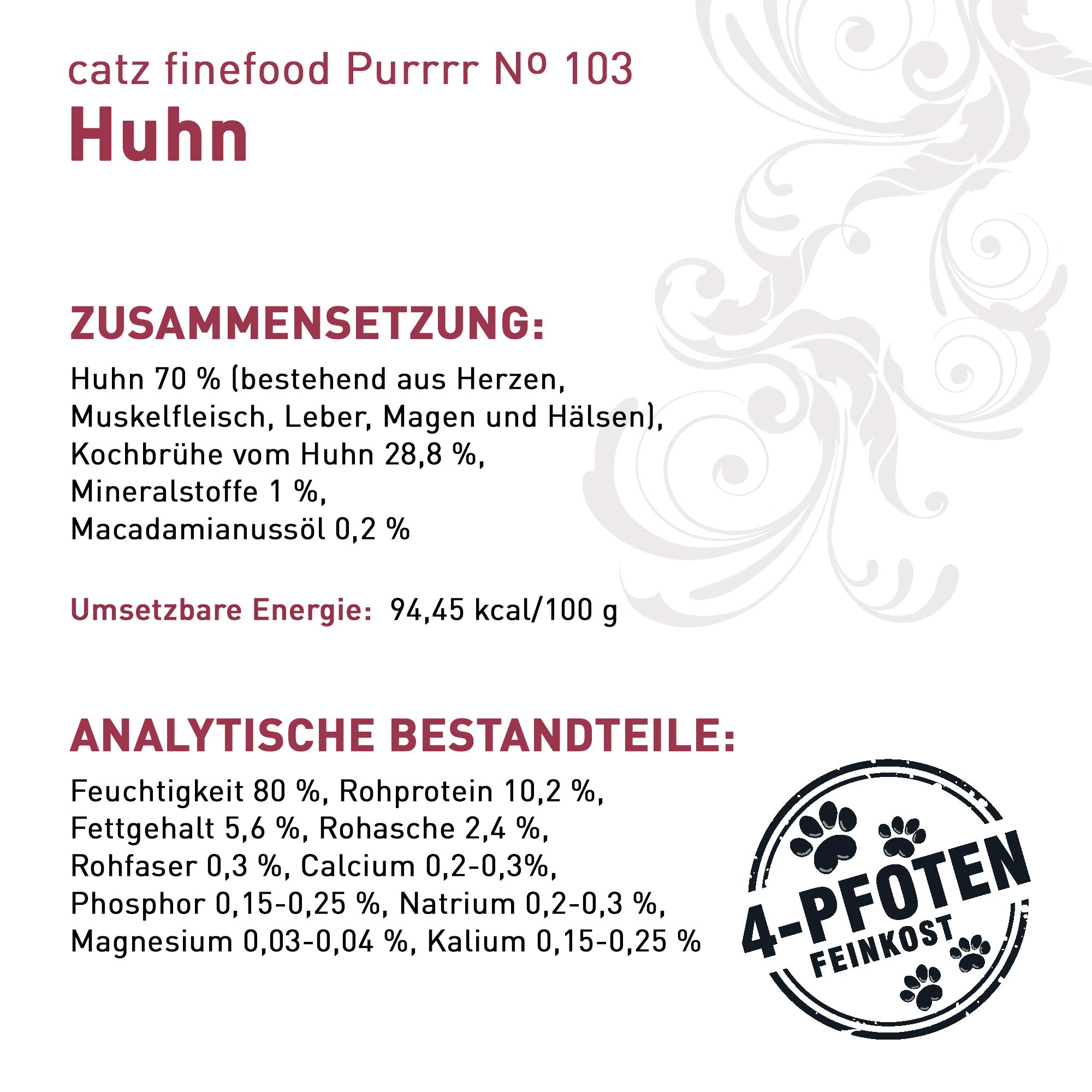 catz finefood Purrrr N° 103 Nassfutter Huhn 8x85g getreidefrei