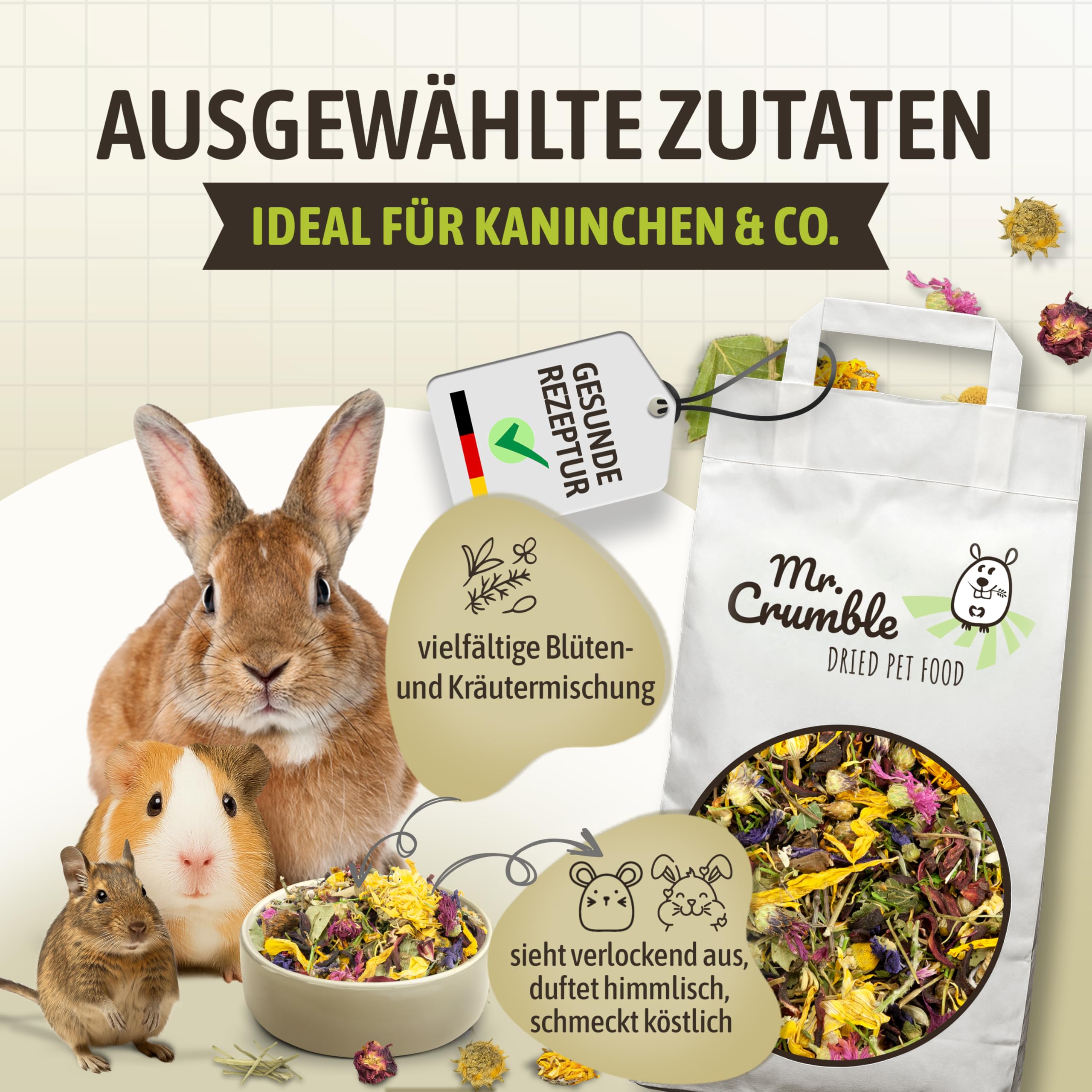 Mr. Crumble Sonnentraum Nagerfutter 1kg Blüten Kräuter
