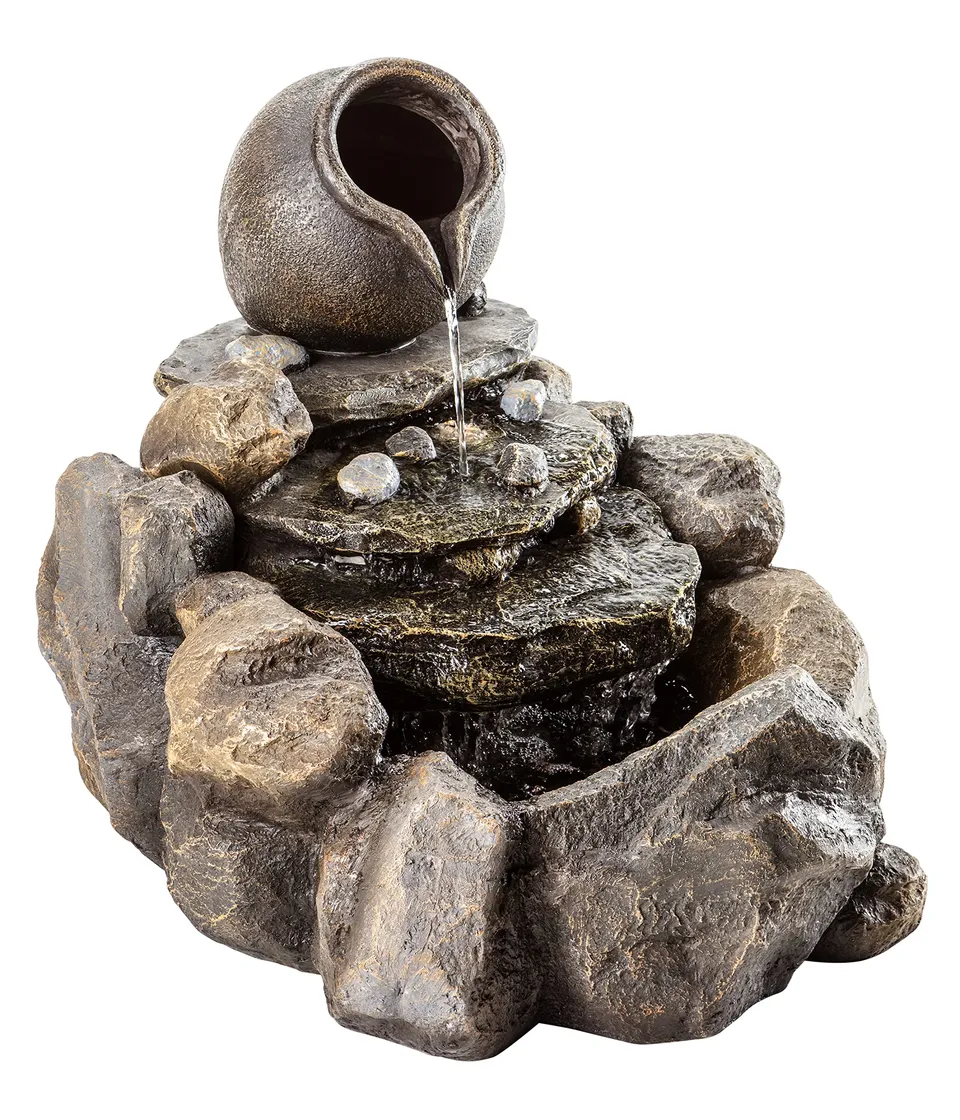 Dehner Premium Lovely Florero Gartenbrunnen LED Polyresin 6L