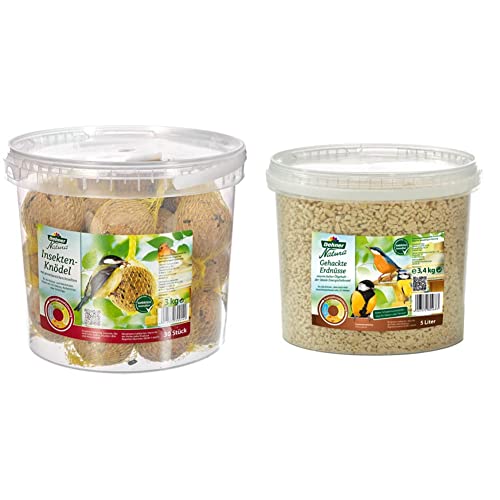 Dehner Natura Insekten-Knödel Wildvogelfutter 30x100g + Erdnüsse 5l