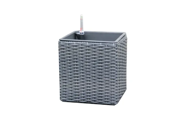 Dehner Living Pflanztopf mit Bewässerung 32 cm anthrazit geflochten