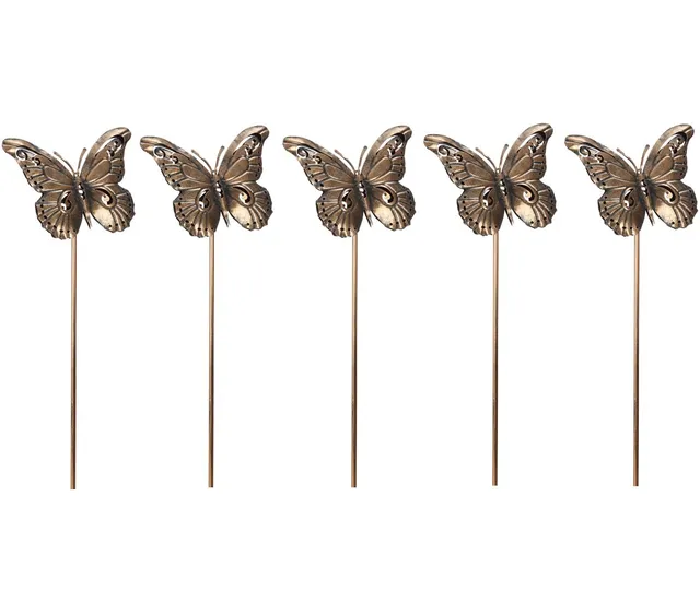 Dehner Premium Lovely Gartenstab Schmetterling Kupfer 5 Stück