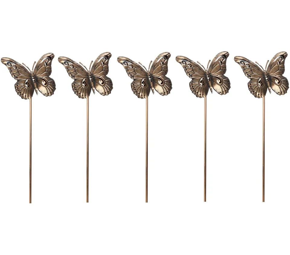 Dehner Premium Lovely Gartenstab Schmetterling Kupfer 5 Stück