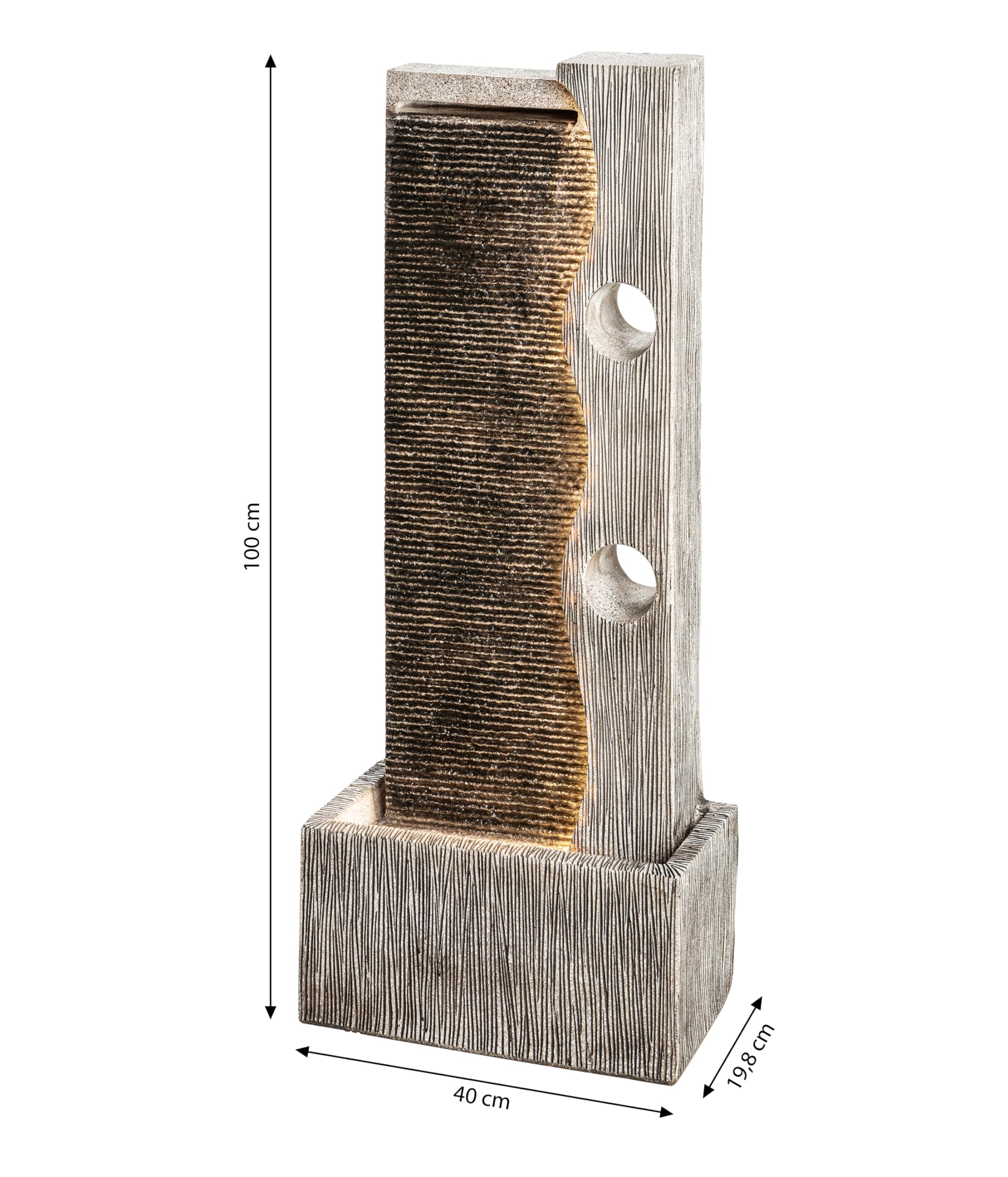 Dehner Eclipse Gartenbrunnen mit LED grau 100 cm