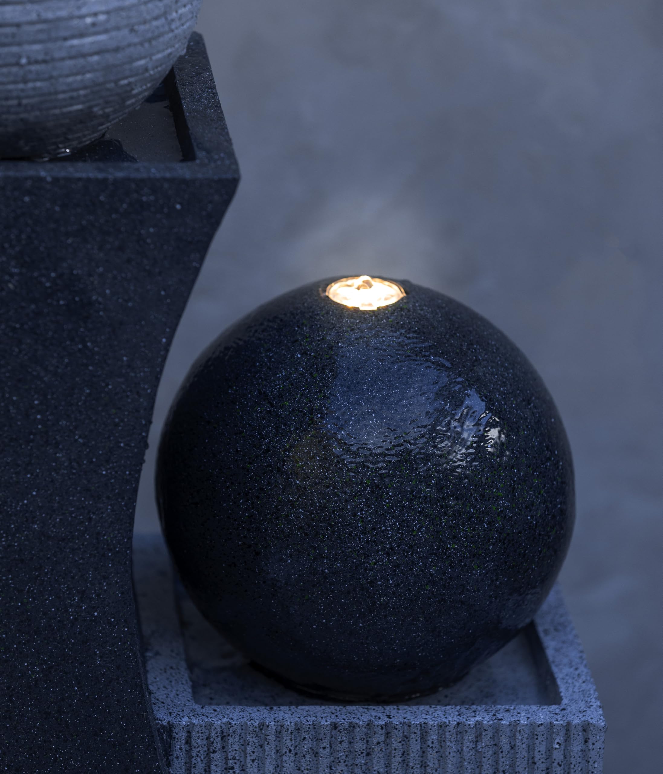 Dehner Ying Yang Gartenbrunnen 94 cm grau LED