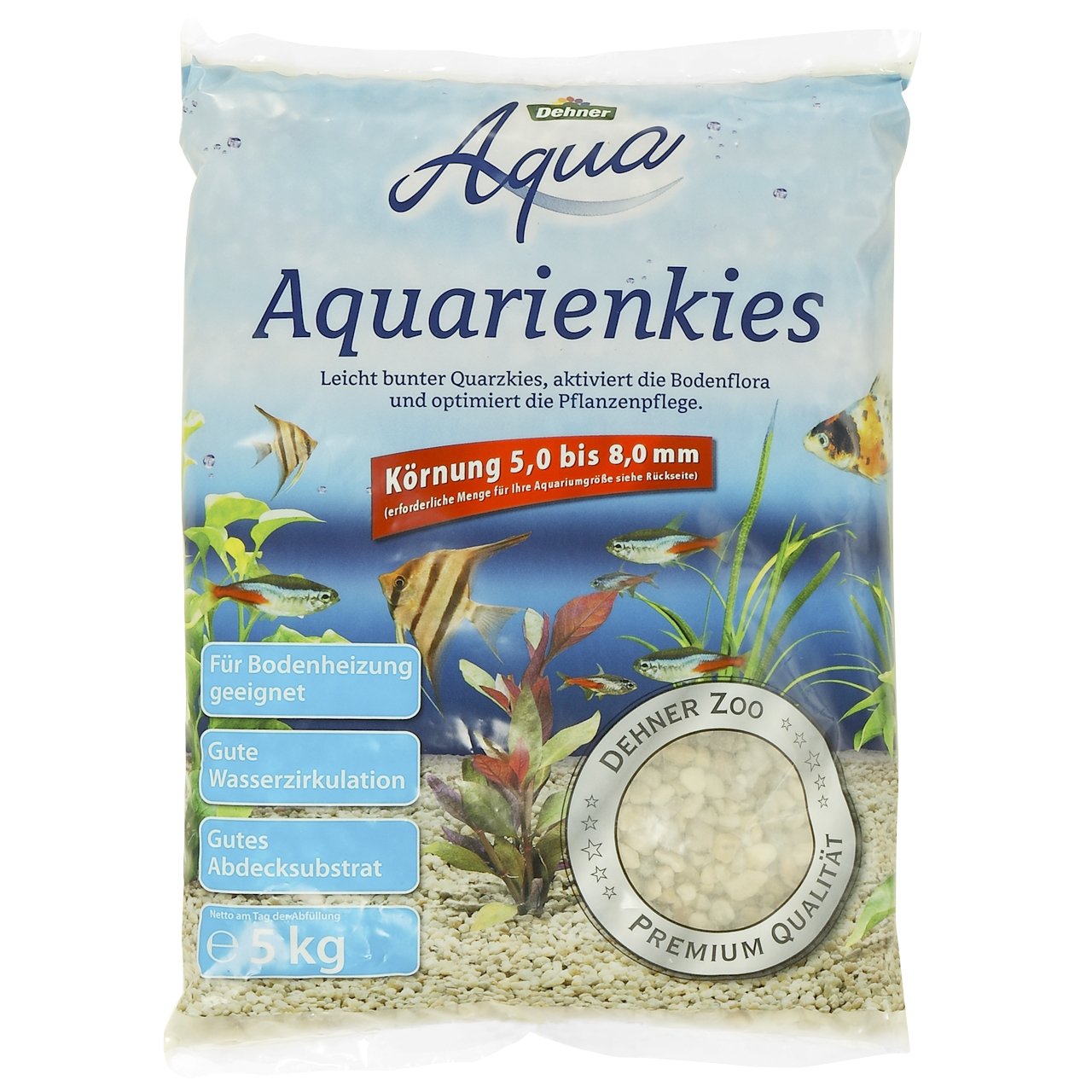 Dehner Aqua Aquarienkies weiß 5-8mm 3x5kg Bodengrund