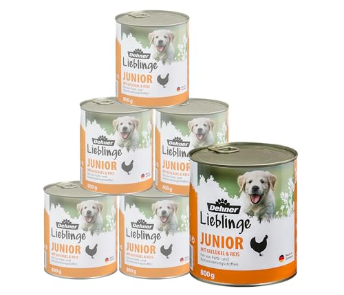Dehner Lieblinge Junior Geflügel Hundenassfutter 6x800g Reis