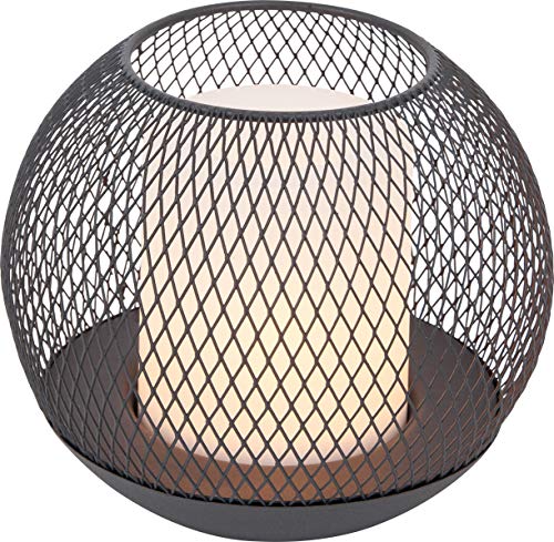 Dehner Solarkugel 15 cm warmweiß Metall grau