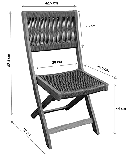 Dehner Klappstuhl Macao Rope 2er Set Akazie Seil hellgrau