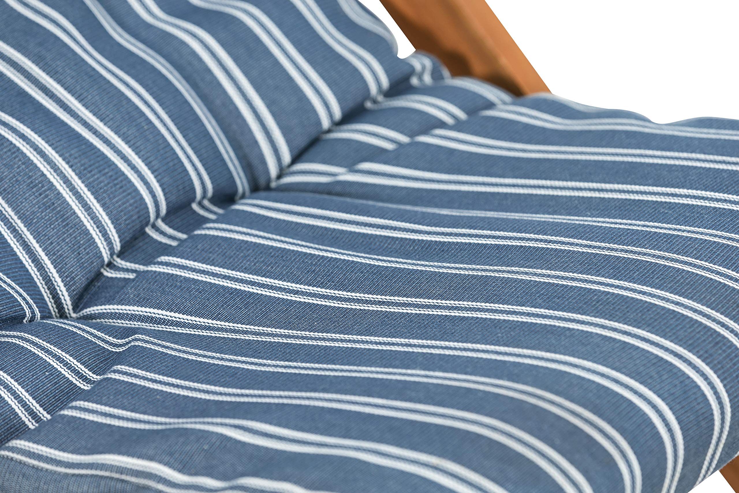 Dehner Macao Strandstuhl mit Hocker blau-weiß klappbar