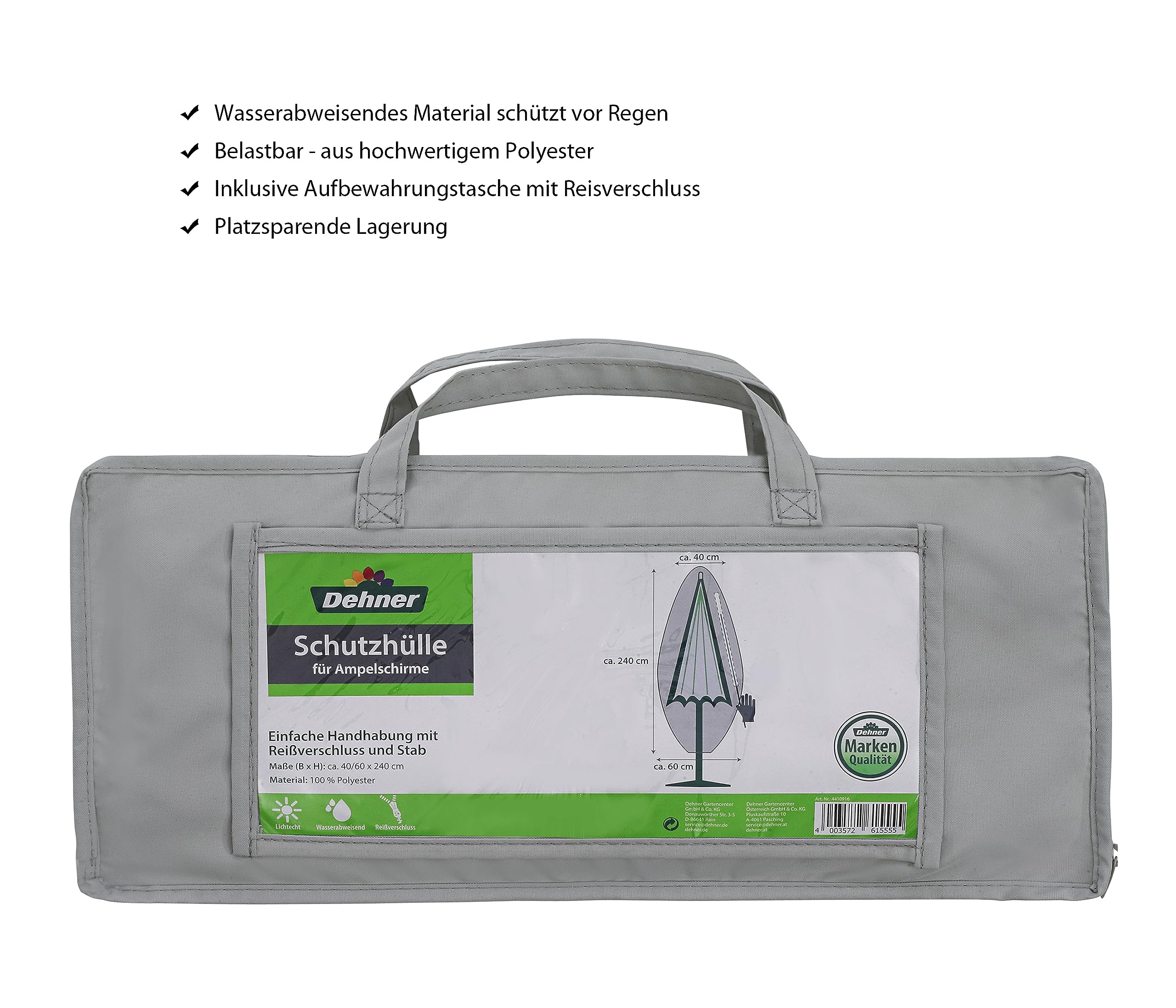 Dehner Premium Lovely Schutzhülle Ampelschirm grau 240cm