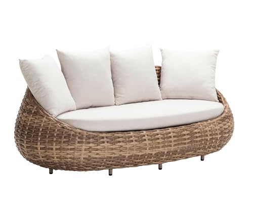 Dehner Tulum Lounge-Sofa 3-Sitzer braun weiß 208 cm