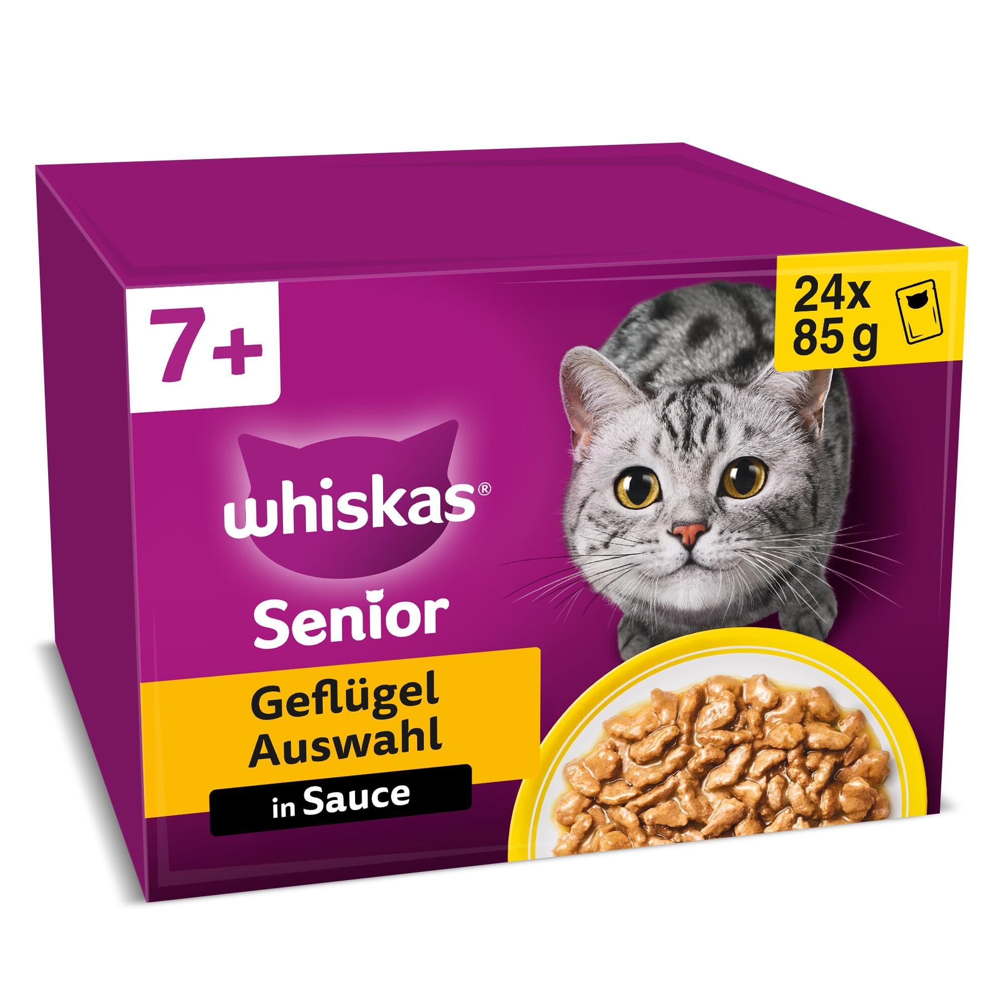 Whiskas Senior 7+ Geflügel Auswahl Nassfutter 120x85g Gelee