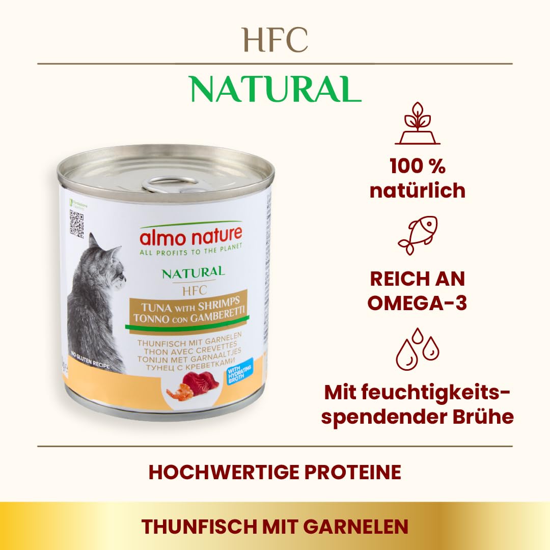 Almo Nature HFC Natural Nassfutter Thunfisch Garnelen 12x280g