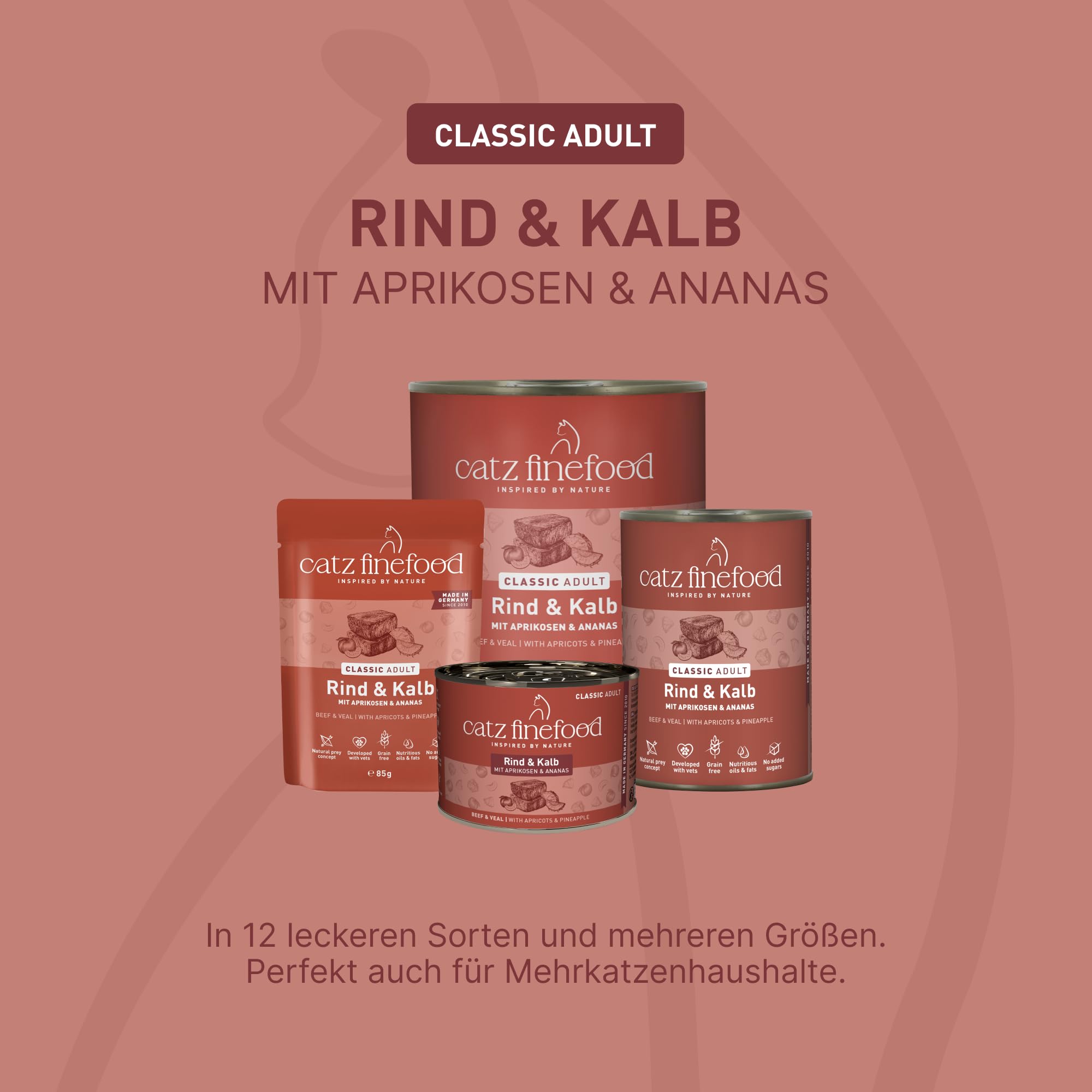 catz finefood Classic Nassfutter Rind Kalb 6x200 g