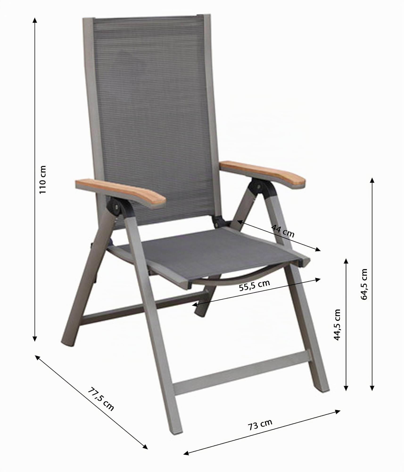 Dehner Premium Lovely Colmar Klappstuhl Teak Textilene grau