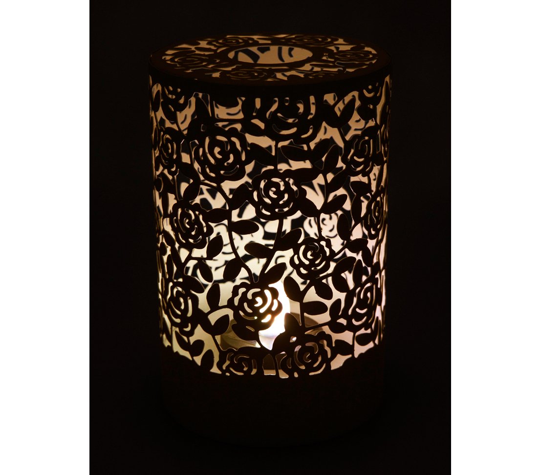 Dehner Lovely Solar Windlicht Rose 19 cm Metall Farbwechsel