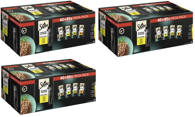 Sheba Delikatesse Gelee Nassfutter Geflügel 3x3400g Mega
