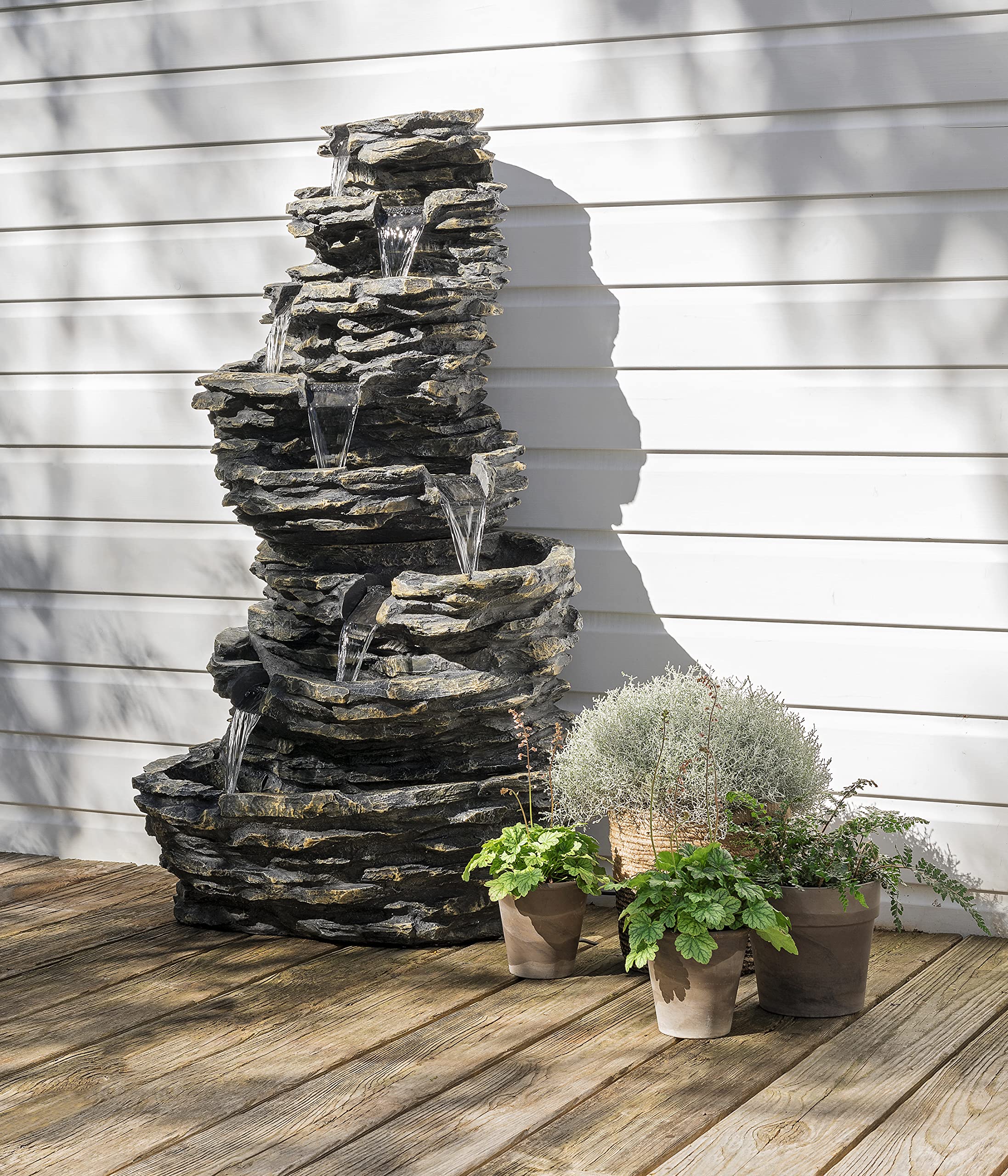 Dehner Torino Gartenbrunnen LED Polyresin 144 cm